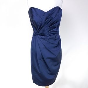 Davids Bridal Satin Strapless Bodycon Mini Dress